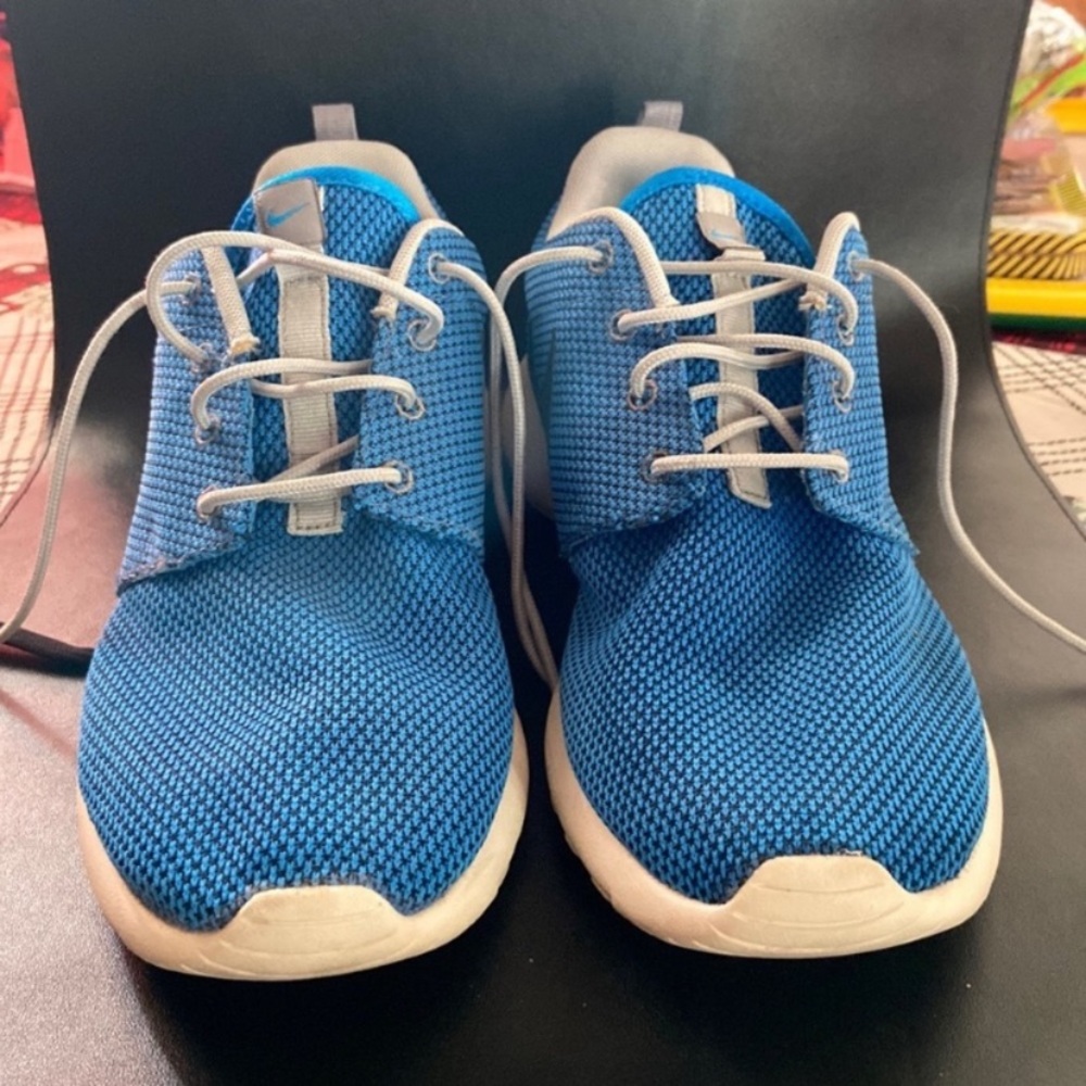 Blue and gray mesh Nikes
